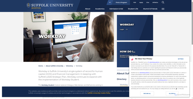 Security scan screenshot of https://www.suffolk.edu/about/directory/workday