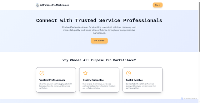 Security scan screenshot of https://allpurposepromarketplace.com/