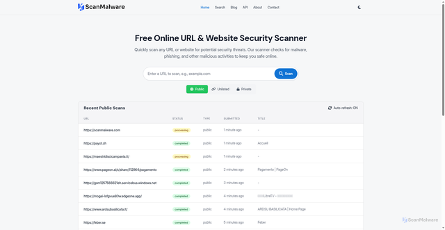 Security scan screenshot of https://scanmalware.com