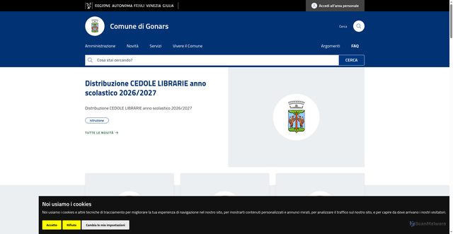 Security scan screenshot of https://WWW.COMUNE.GONARS.UD.IT