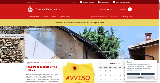 Security scan screenshot of https://www.comune.cantalupa.to.it/