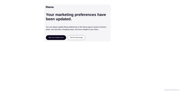 Security scan screenshot of https://app.klarna.com/marketing-consent/consent_preferences_updated