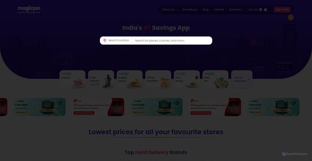 Security scan screenshot of https://magicpin.in