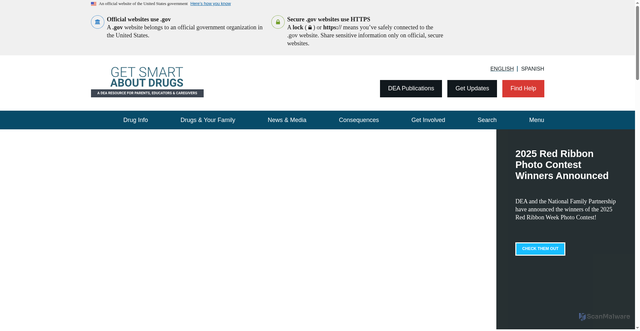 Security scan screenshot of https://getsmartaboutdrugs.gov/