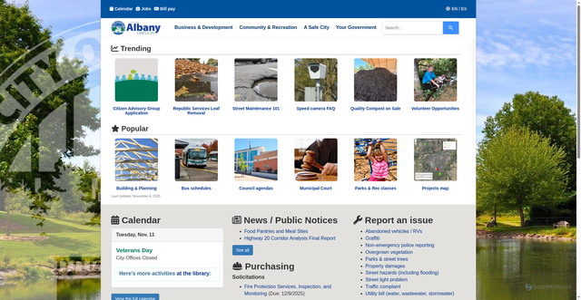Security scan screenshot of https://albanyoregon.gov/