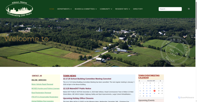 Security scan screenshot of https://albionmaine.gov/