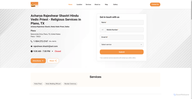 Security scan screenshot of https://acharyarajeshwarshastri.com/