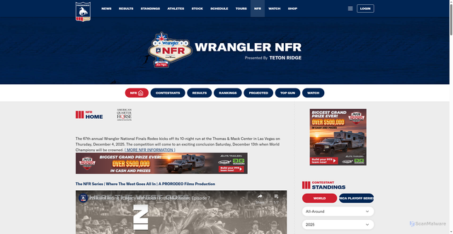 Security scan screenshot of https://prorodeo.com/nfr