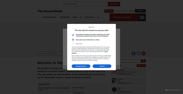 Security scan screenshot of https://www.theanswerbank.co.uk