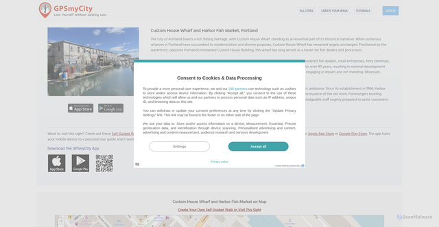 Security scan screenshot of https://www.gpsmycity.com/attractions/custom-house-wharf-and-harbor-fish-market-61327.html