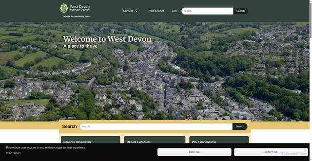 Security scan screenshot of https://www.westdevon.gov.uk/