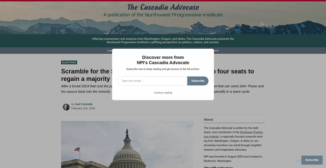 Security scan screenshot of https://www.nwprogressive.org/weblog/2026/02/scramble-for-the-senate-how-democrats-hope-to-flip-four-seats-to-regain-a-majority-in-the-2026-midterms.html