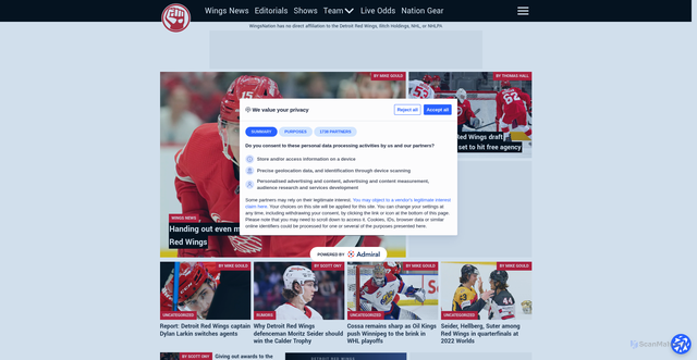 Security scan screenshot of https://wingsnation.com/