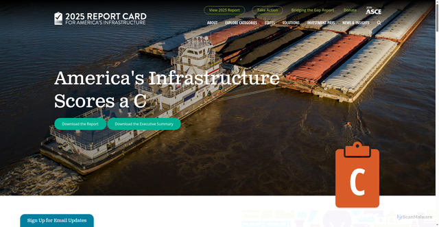 Security scan screenshot of https://infrastructurereportcard.org