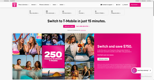 Security scan screenshot of https://secure.t-mobile.com