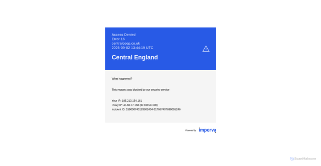 Security scan screenshot of centralcoop.co.uk