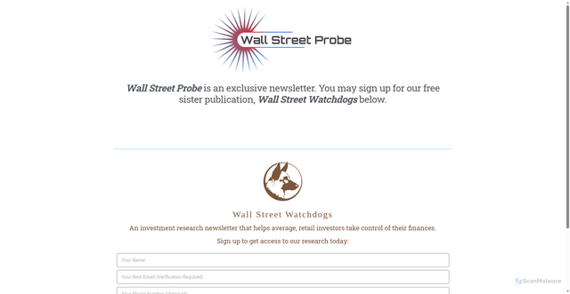 Security scan screenshot of https://wallstreetprobe.com