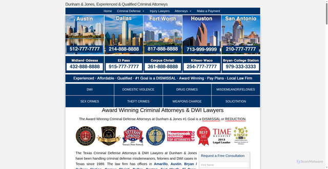 Security scan screenshot of https://www.dunhamlaw.com/
