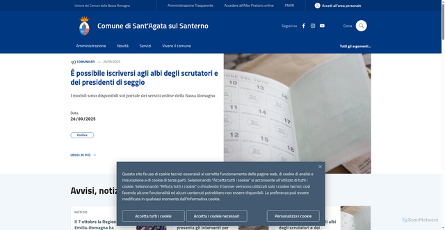 Security scan screenshot of https://www.comune.santagatasulsanterno.ra.it/