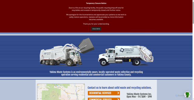 Security scan screenshot of https://www.yakimawaste.com/
