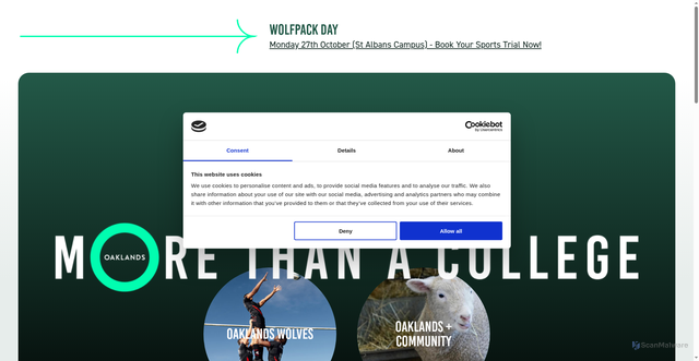 Security scan screenshot of https://www.oaklands.ac.uk/