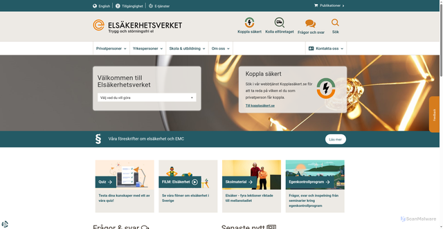 Security scan screenshot of https://www.elsakerhetsverket.se/