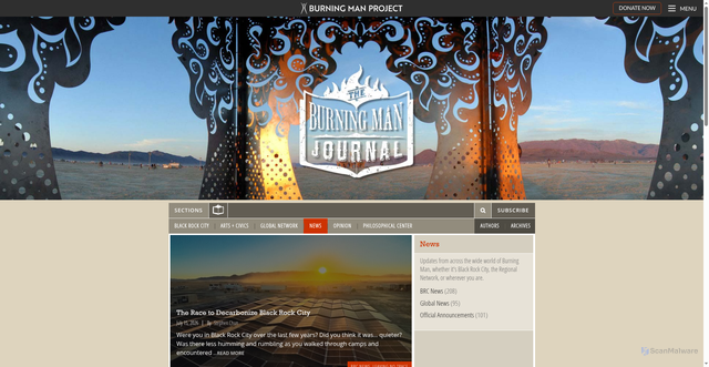 Security scan screenshot of https://journal.burningman.org/category/news/