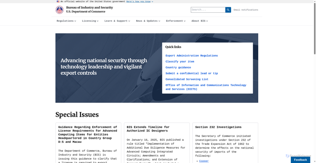Security scan screenshot of https://www.bis.gov