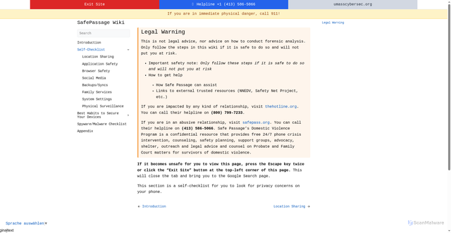 Security scan screenshot of https://safepassage-wiki.pages.dev/iphone/self-checklist/