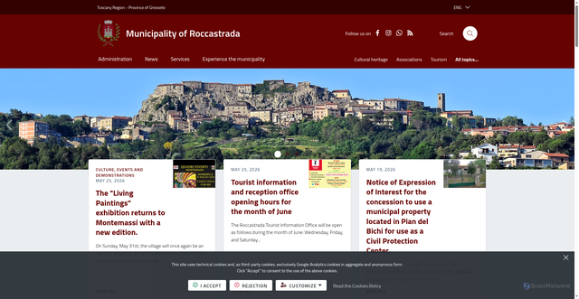 Security scan screenshot of https://www.comune.roccastrada.gr.it