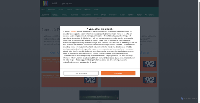 Security scan screenshot of https://sporttv.nu
