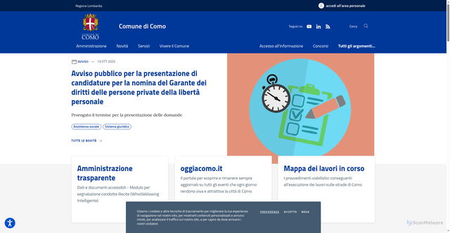 Security scan screenshot of https://www.comune.como.it/
