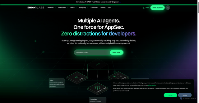 Security scan screenshot of https://www.endorlabs.com/