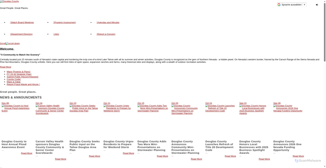 Security scan screenshot of https://www.douglascountynv.gov/