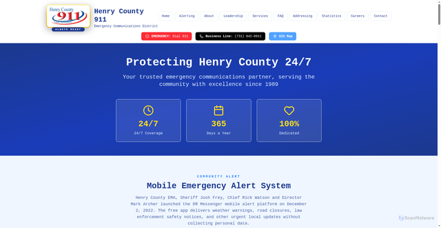 Security scan screenshot of https://henryco911tn.gov/