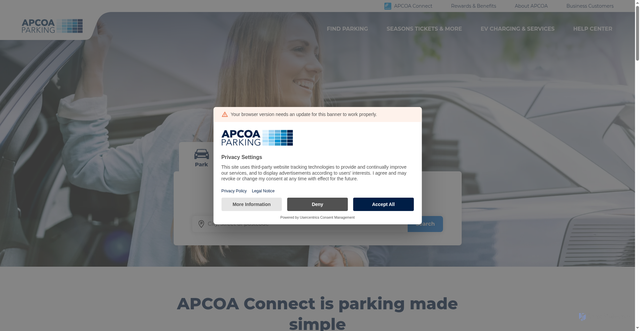 Security scan screenshot of https://apcoa.co.uk