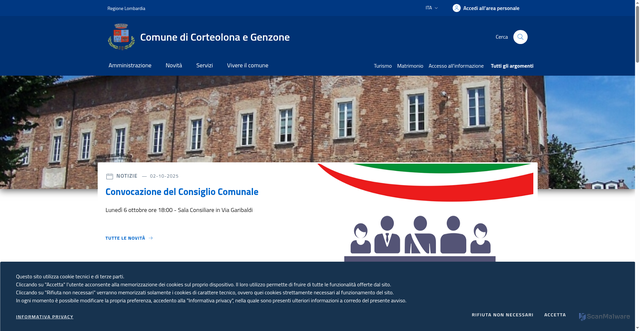 Security scan screenshot of https://www.comune.corteolonaegenzone.pv.it/