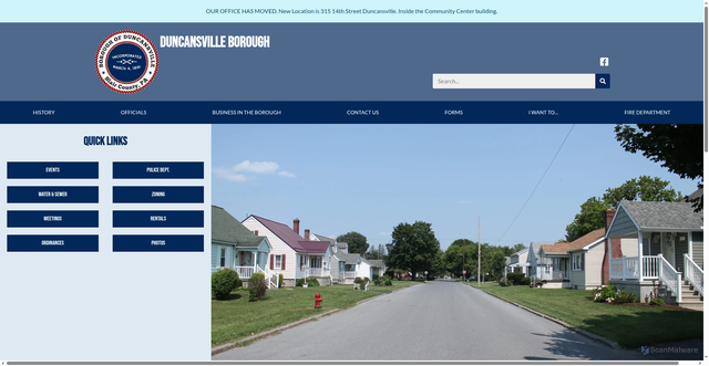 Security scan screenshot of https://duncansvillepa.gov/