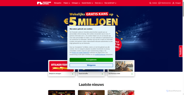 Security scan screenshot of https://postcodeloterij.nl