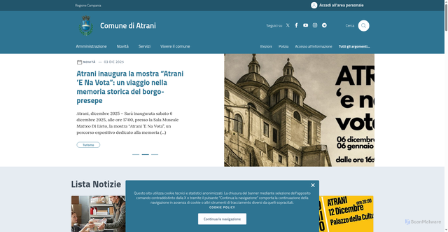 Security scan screenshot of https://comune.atrani.sa.it/home