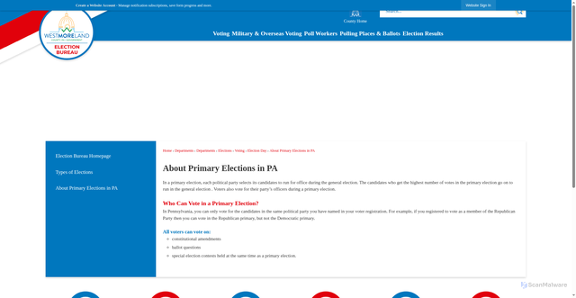 Security scan screenshot of https://www.westmorelandcountypa.gov/2830/About-Primary-Elections-in-PA