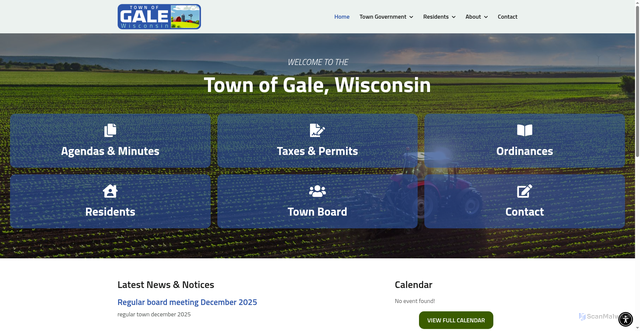Security scan screenshot of https://www.townofgalewi.gov/