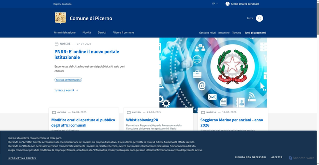 Security scan screenshot of https://www.comune.picerno.pz.it