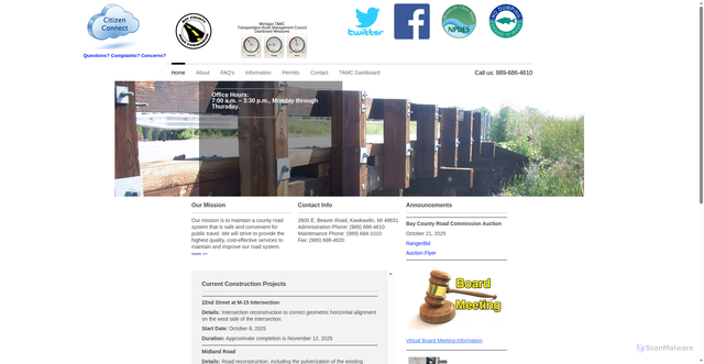 Security scan screenshot of https://www.baycountyroadmi.gov/