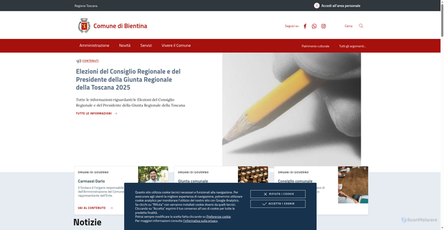 Security scan screenshot of https://www.comune.bientina.pi.it/
