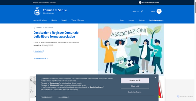 Security scan screenshot of https://comune.sarule.nu.it/