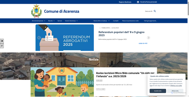 Security scan screenshot of https://www.comune.acerenza.pz.it/