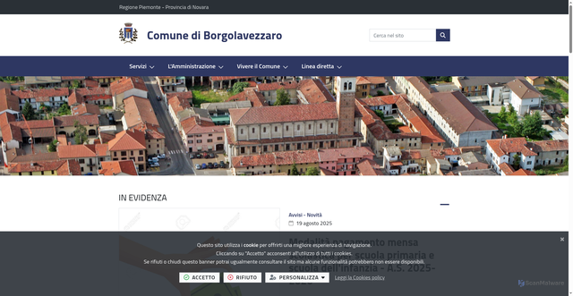 Security scan screenshot of https://www.comune.borgolavezzaro.no.it