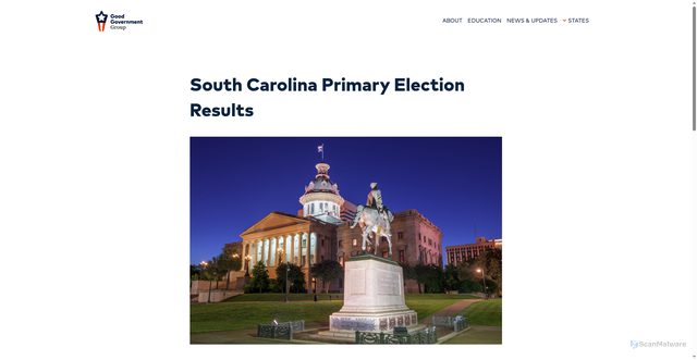 Security scan screenshot of https://goodgovernmentgroup.org/south-carolina-primary-election-results/