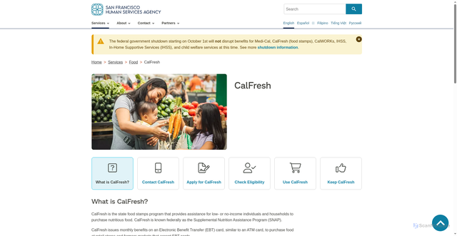 Security scan screenshot of https://www.sfhsa.org/services/food/calfresh